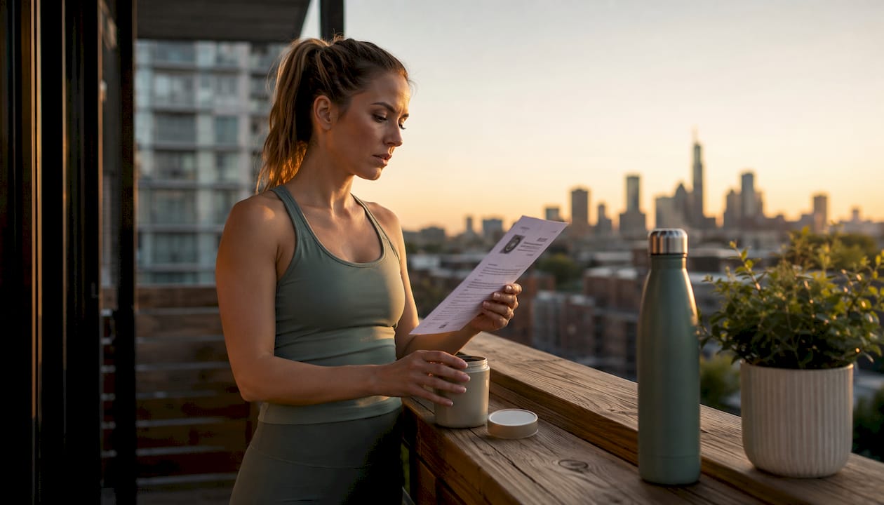 Runner reviewing Informed Sport certification at kitchen table