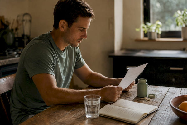 Runner reviewing supplement third-party test document