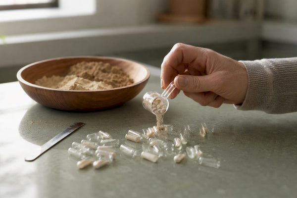 Hand measuring supplement powder and capsule sizes