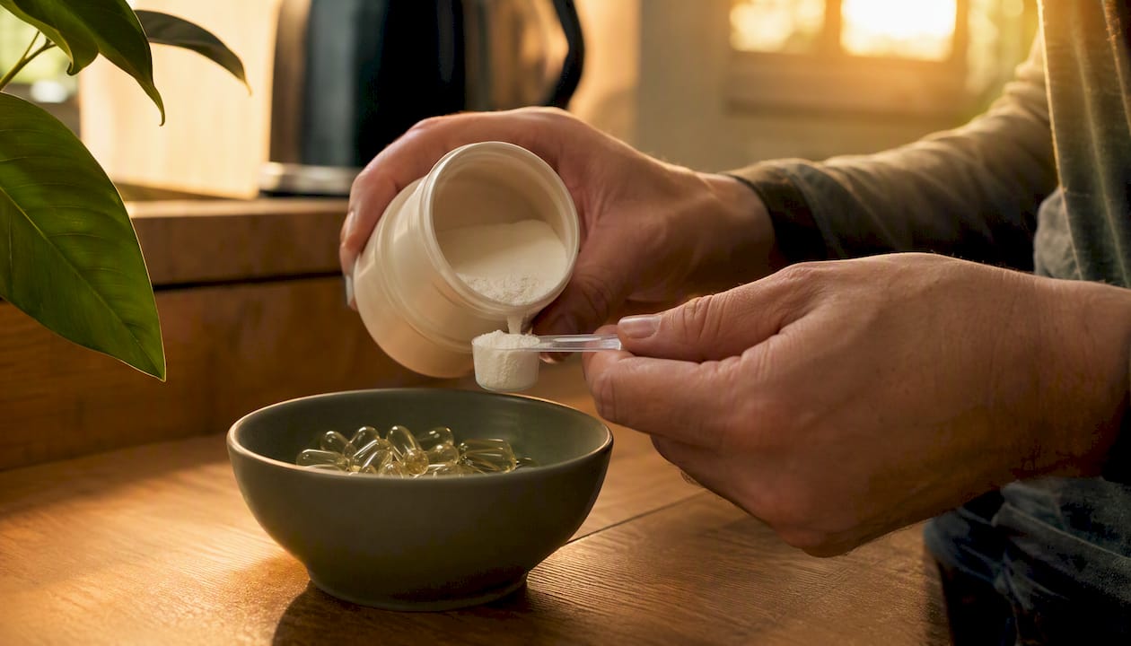 Hand scooping magnesium powder and capsules