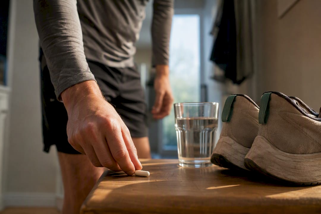 Runner preparing a daily supplement routine