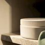 Closed supplement container in cupboard