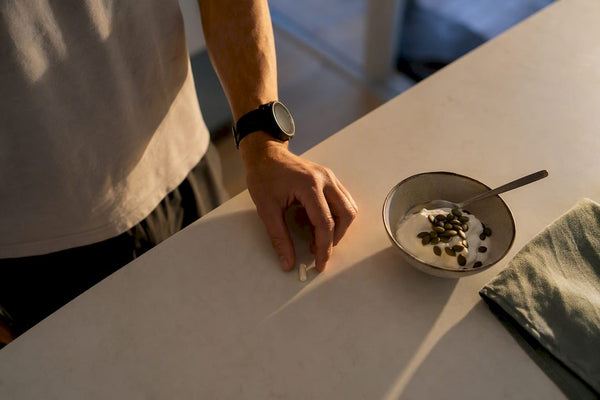 Runner preparing evening magnesium routine