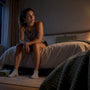 Runner awake in bed after evening run