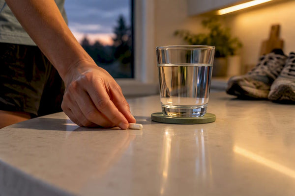 Runner preparing an anonymous magnesium capsule