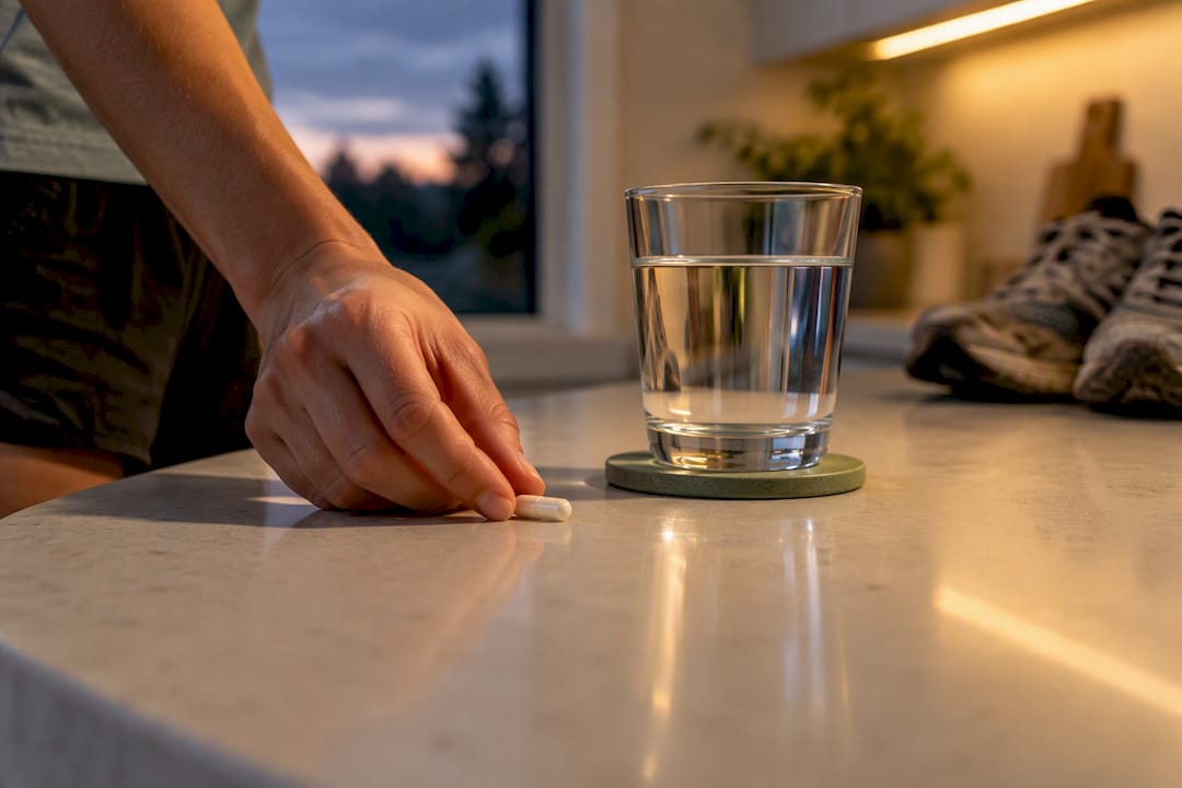 Runner preparing an anonymous magnesium capsule