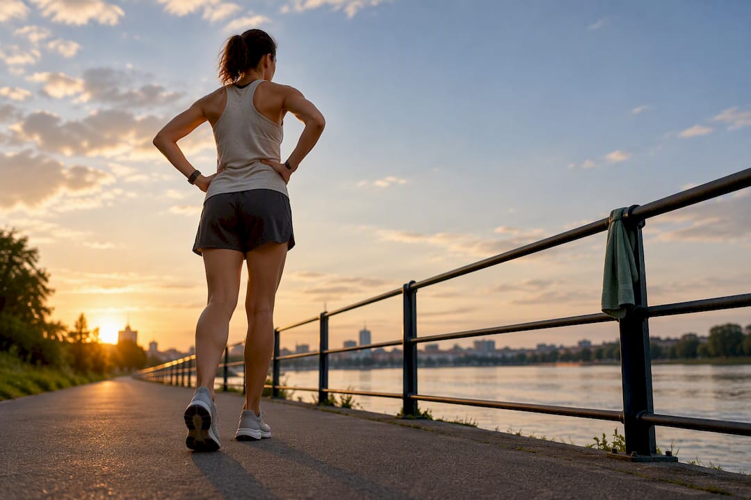 Runner cooling down after an evening run